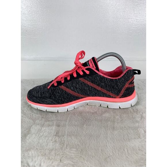 Skechers Womens Flex Sole Sneakers Pink/Black Size 8 - Picture 6 of 9